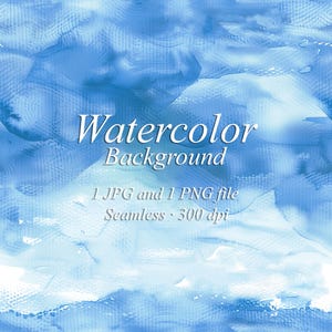 Sky Blue Watercolor Background, Blue Sublimation PNG, JPG, Junk Journal Paper, Digital Download, Seamless Background Clipart, Commercial Use