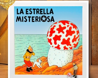 Tintin painting ‘The Mysterious Star’ with original figures, handmade for you.