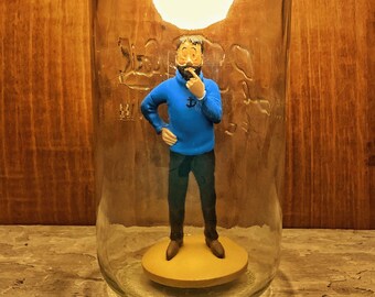 light jar Captain haddock Dubitative handmade for you with recycled materials