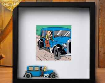 Cuadro de Tintin Taxi Checker Tintin en America original de "Los Coches de Tintín"