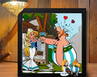 Picture of Obelix and Falbalá with original figures, handmade for you.