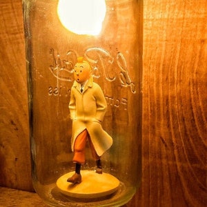 Tintin walking light jar handmade for you, with recycled materials