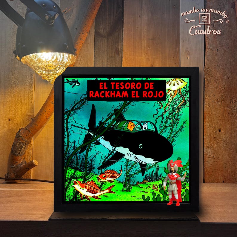 Tintin-bilden "Röde Rackhams hemlighet" med originalfigurer, handgjord för dig bild 1