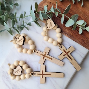 First Communion favors, Wood custom rosaries, Personalized mini rosary, rosary favors, First holy communion,Pocket Rosaries