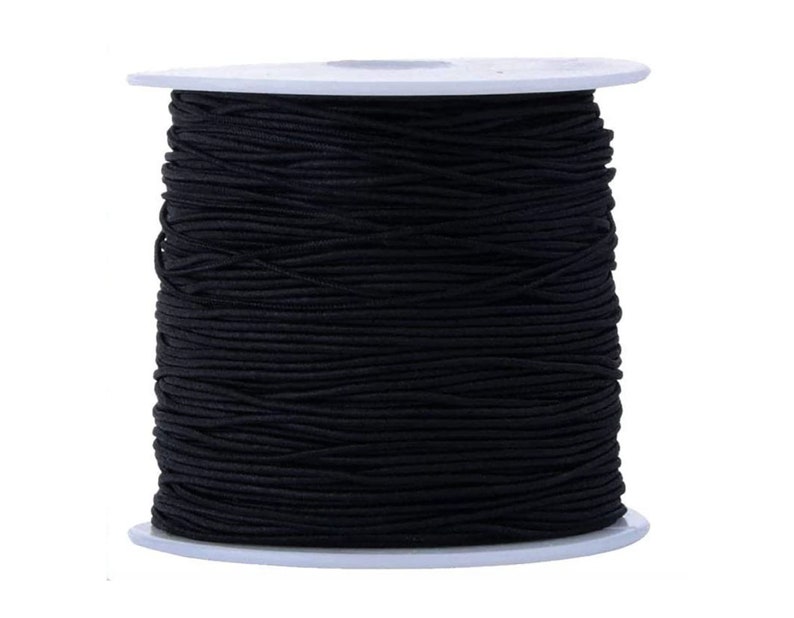 Elastic for Masks various colors sold by the yard Black .1mm Cord