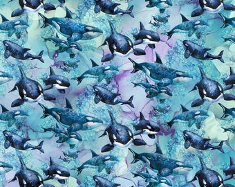 Whale Song Fabric DP24982-44 by Northcott Fabrics (Sold by the Yard)