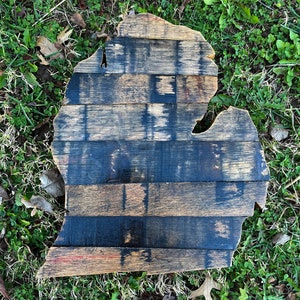 Michigan Bourbon barrel sign. Michigan home decor. Customizable upon request.