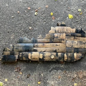 Handcrafted Kentucky Bourbon barrel stave outline. Gifts for him.