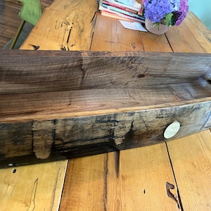 Bourbon Barrel Stave Shelf: Black Walnut Liquor Display, Handmade in Kentucky
