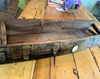 Premium Bourbon Barrel Stave Shelf: Black Walnut Liquor Display