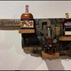 36&quot; bourbon barrel stave Oklahoma bottle display/shelving