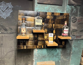 Handmade Bourbon Barrel Shelf, Colorado Liquor Bottle Display