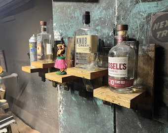 34" Bourbon barrel  bottle shelf/display wood