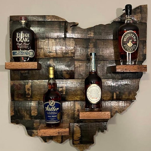 Bourbon barrel Ohio bottle display (32"x28")