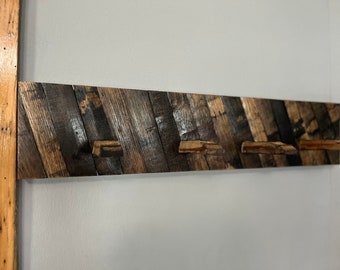 Handmade Bourbon Barrel Stave Coat Rack, Dog Leash Hanger