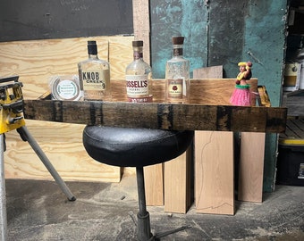 Handmade Bourbon Barrel Stave Shelf, Floating Bar Display