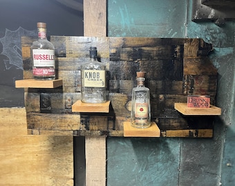 36" bourbon barrel Kansas bottle display/shelf