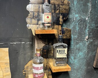 Handmade Bourbon Barrel Stave New Jersey Bottle Display Shelf