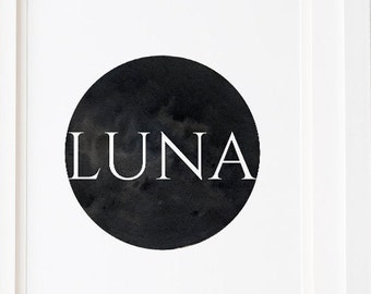 SALE "Luna" Moon Printable Modern Print geometric line wall art decor gift dorm watercolor minimalist sacred geometric symbol trending