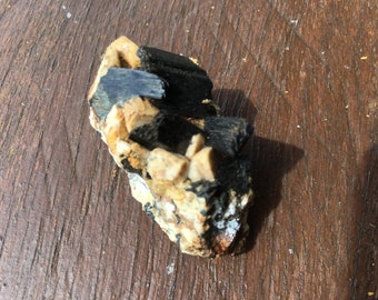 Aegerine on Feldspar with Smokey Quartz, Malawi