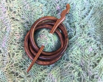 Indian Rosewood Three Ring Shawl Pin