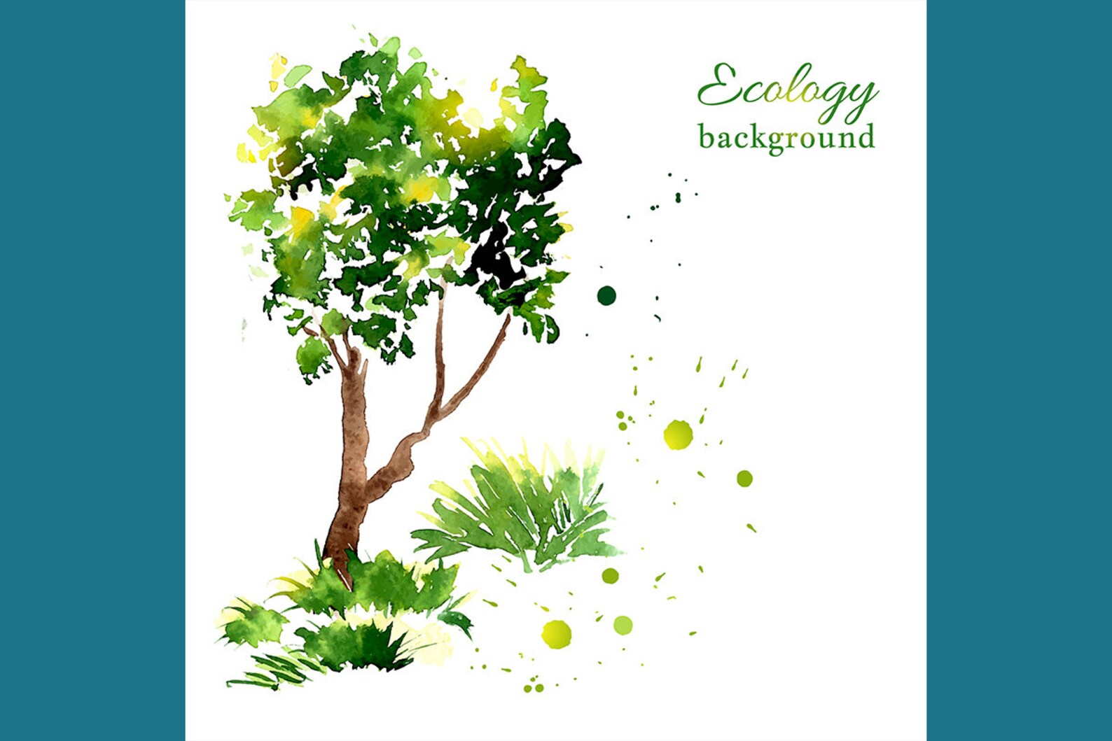 Green Tree and Grass Clipart Hand Painted Trees Shrubs // Etsy