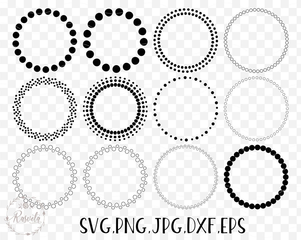 Dotted Circle Wreaths Frame Svg Clipart Monogram Frame | Etsy