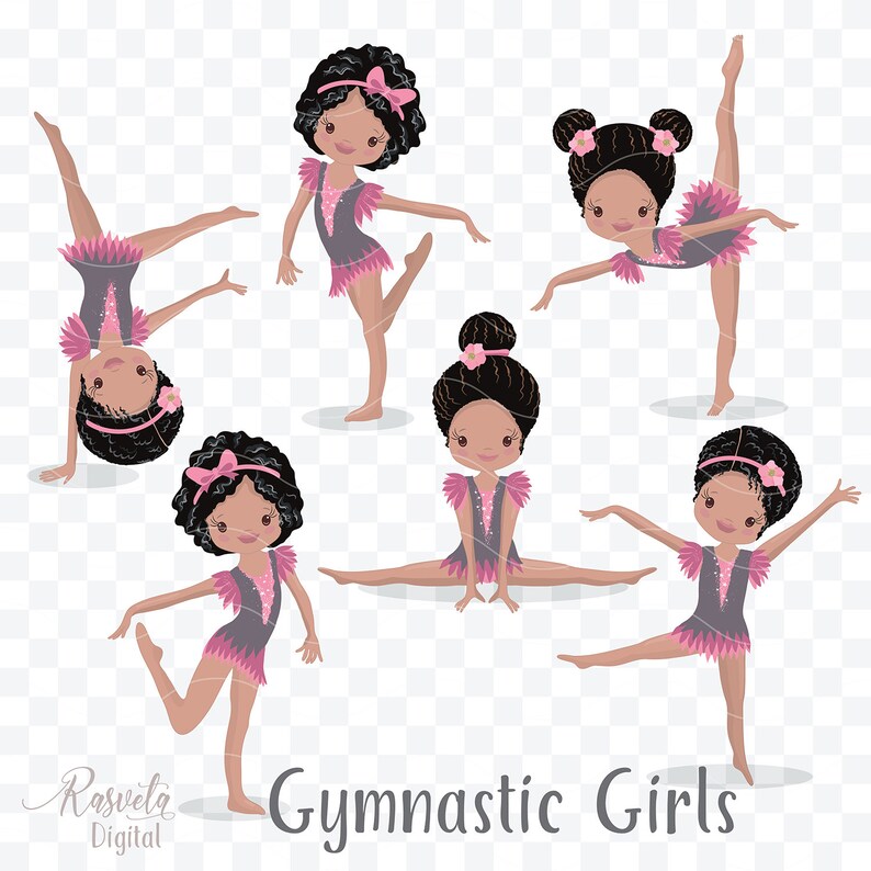 African American Girl GymBlack Characters Gymnastics Cute | Etsy