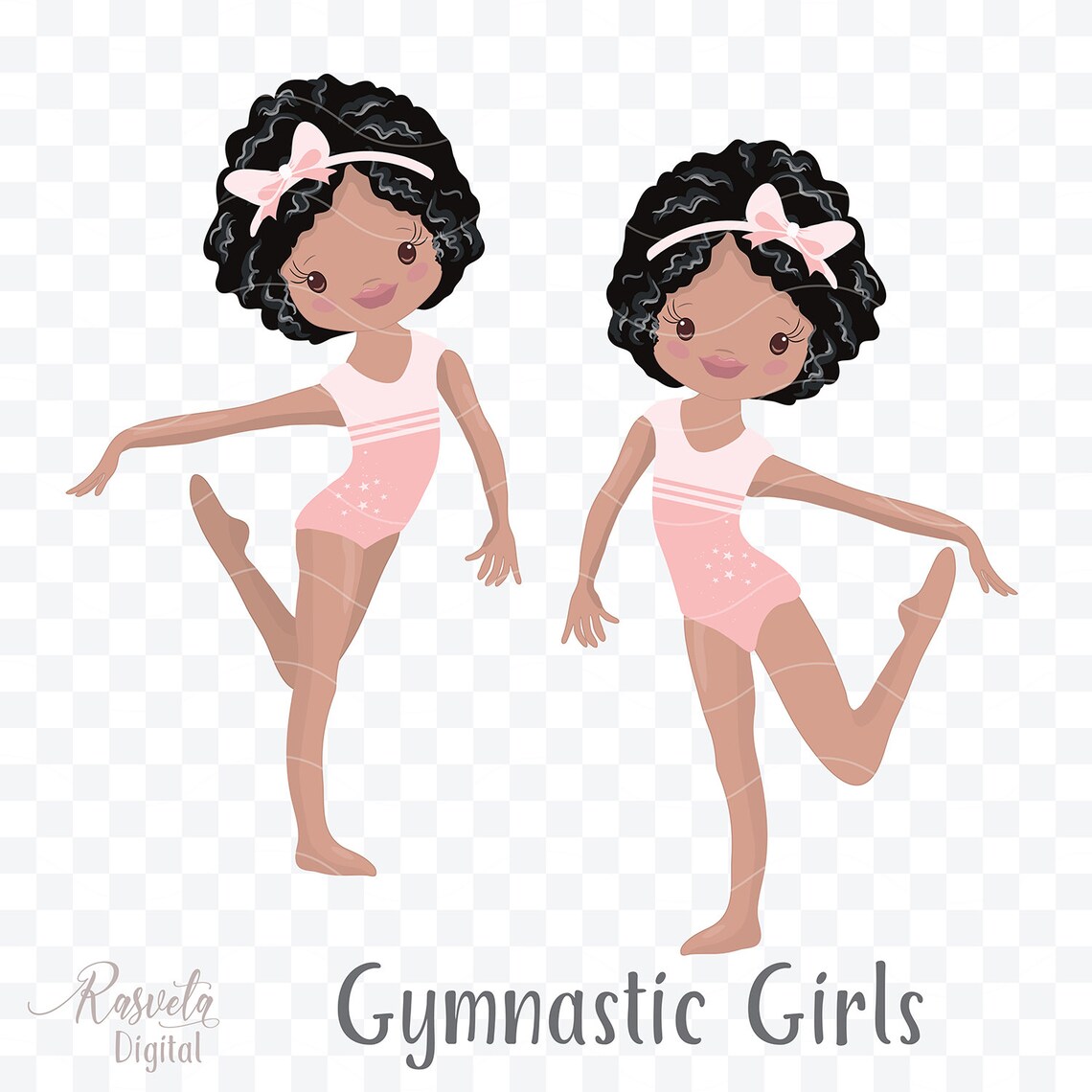 African American Girl GymBlack Characters Gymnastics Cute | Etsy