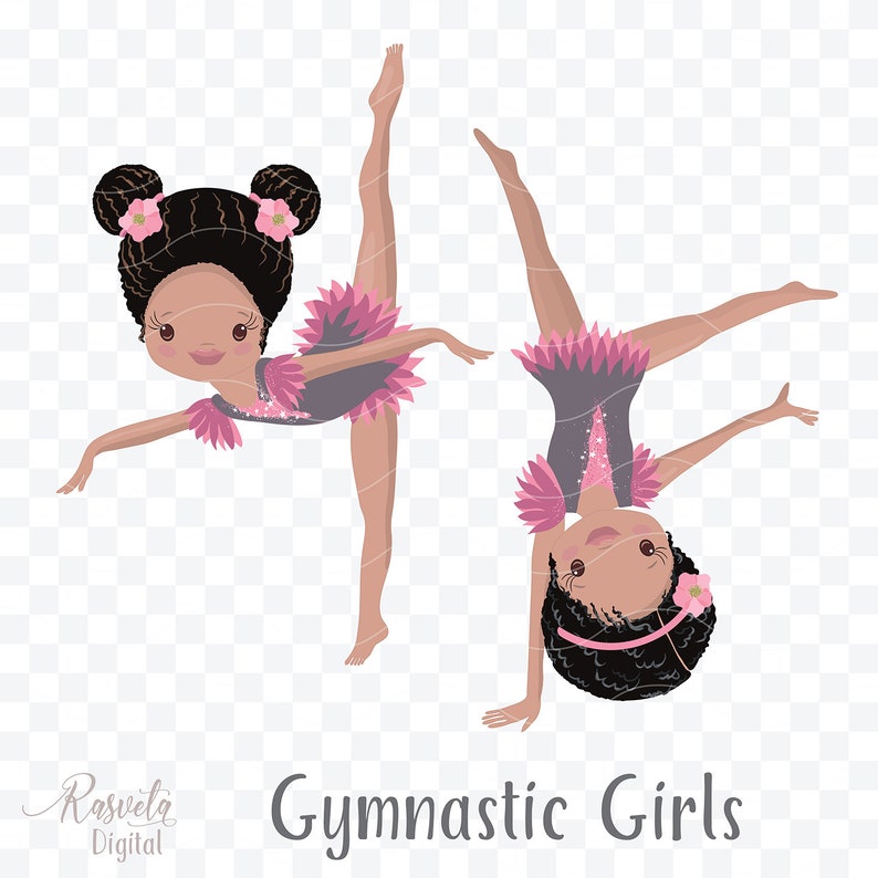 African American Girl GymBlack Characters Gymnastics Cute | Etsy