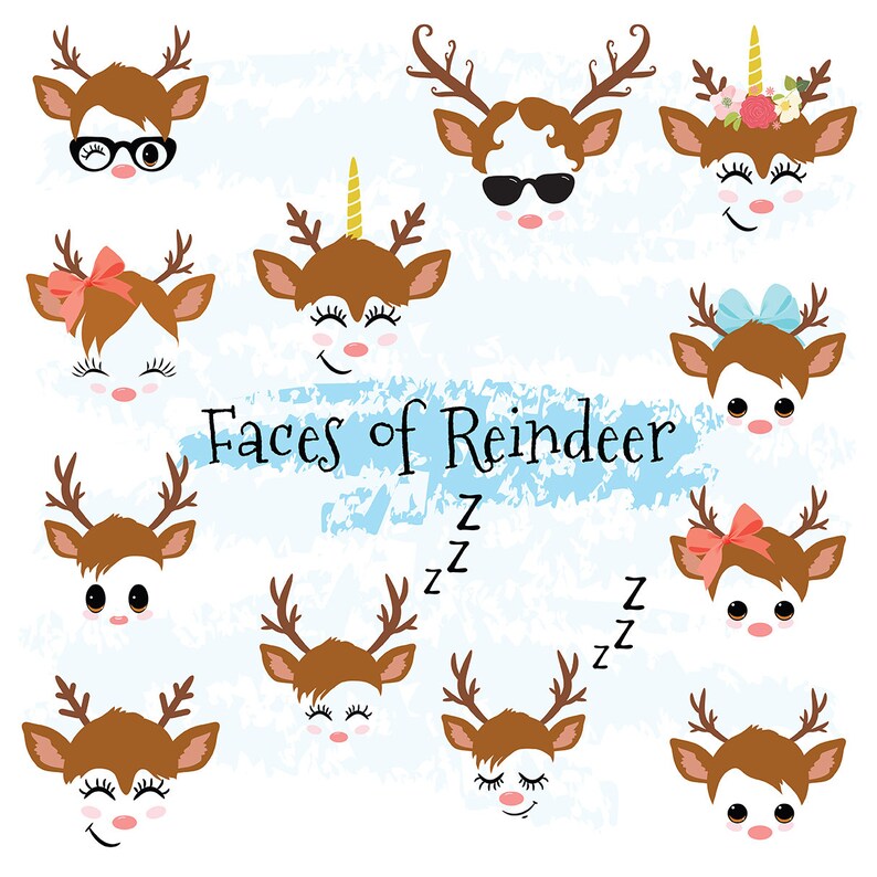 Download Christmas Decor Reindeer Faces SVG Clipart Cute baby deer ...