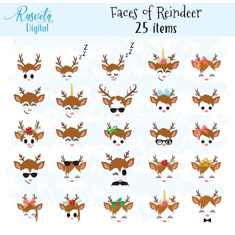 Download Christmas Decor Reindeer Faces SVG Clipart Cute baby deer ...