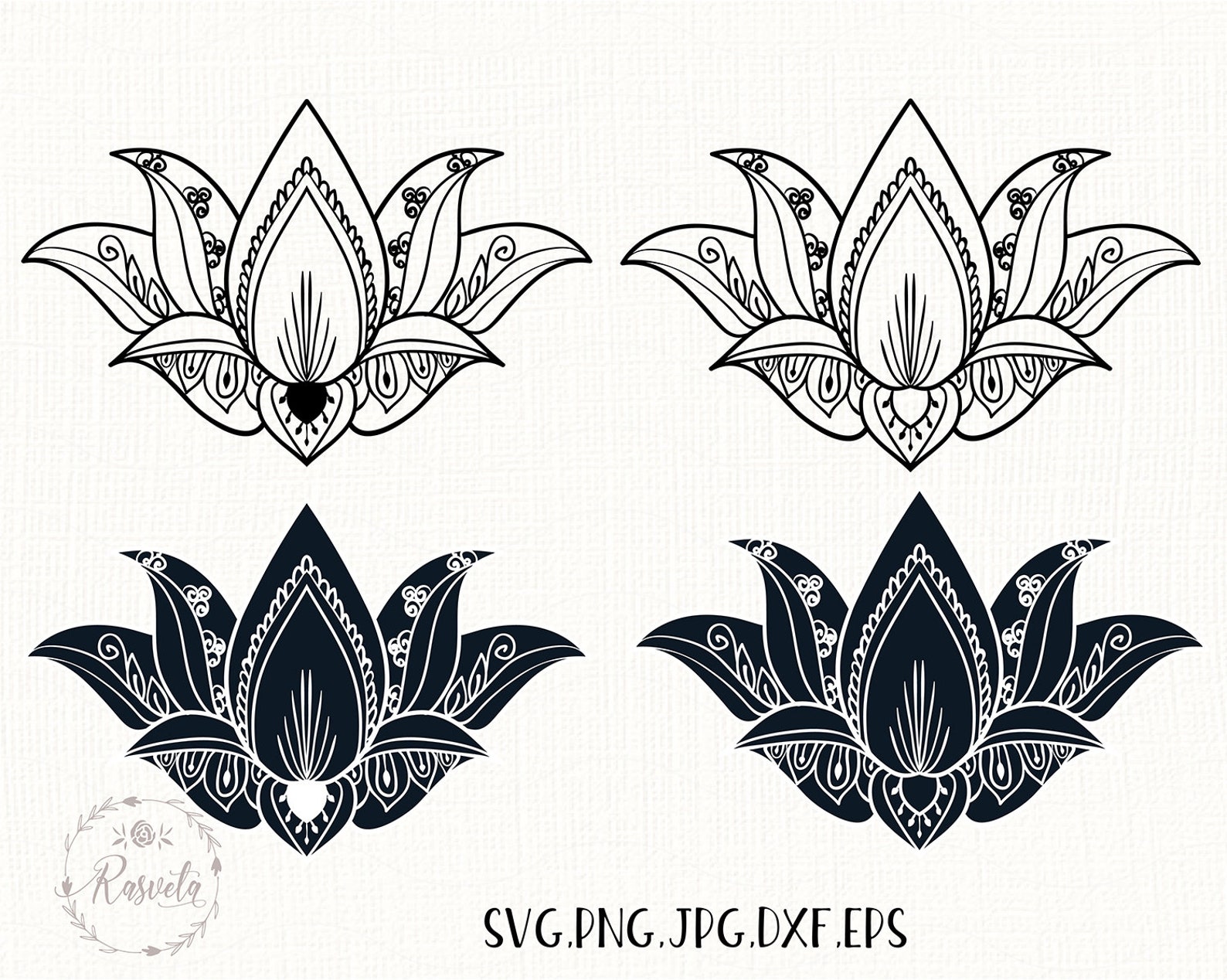 Lotus Mandala Flower Svg Lotus Flower Clip Art Lotus Etsy