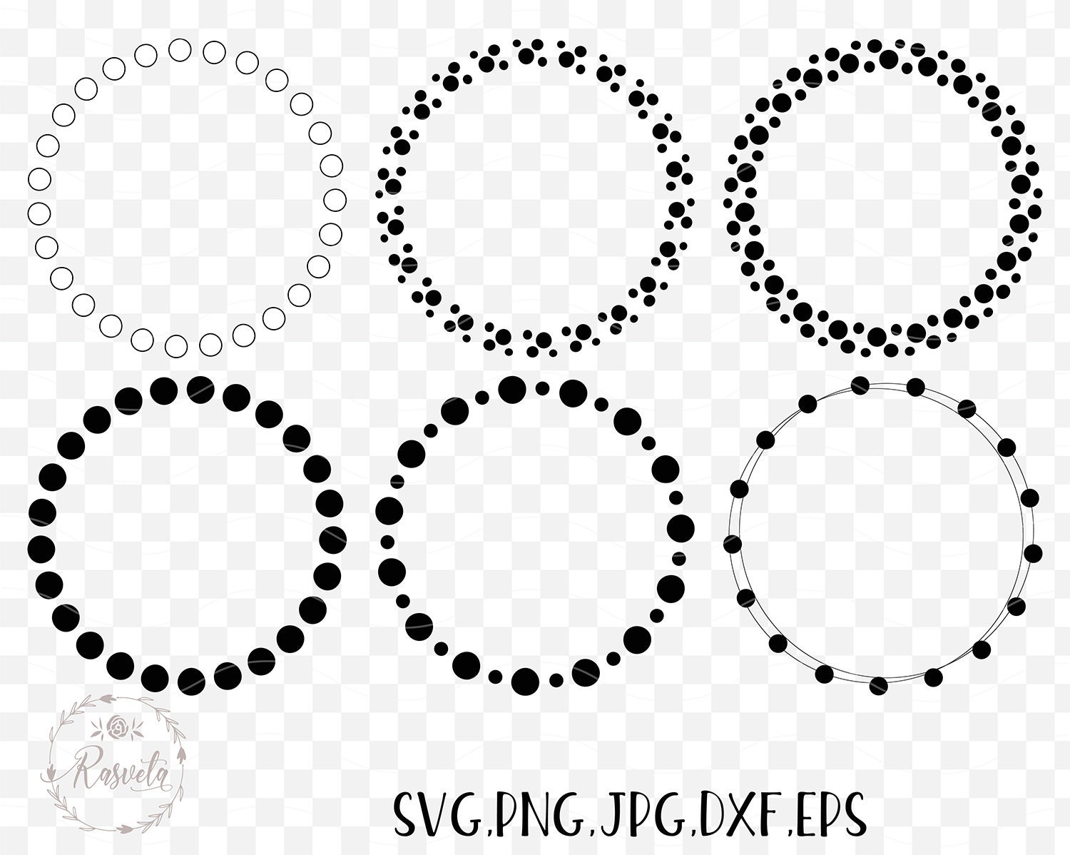 Dotted Circle Wreaths Frame Svg Clipart Monogram Frame Etsy