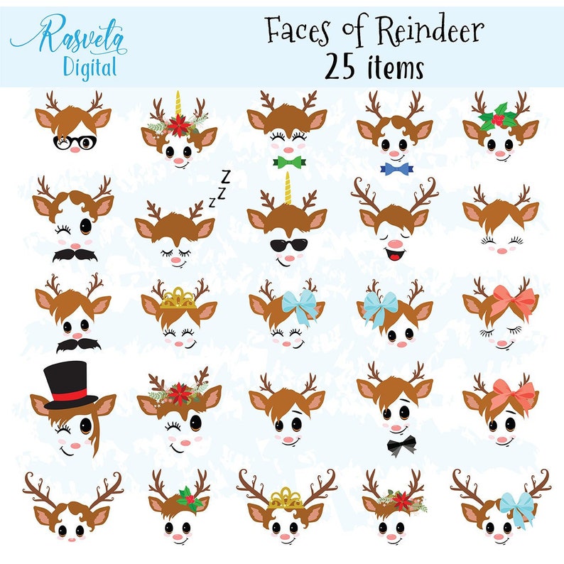 Download Christmas Decor Reindeer Faces SVG Clipart Cute baby deer ...