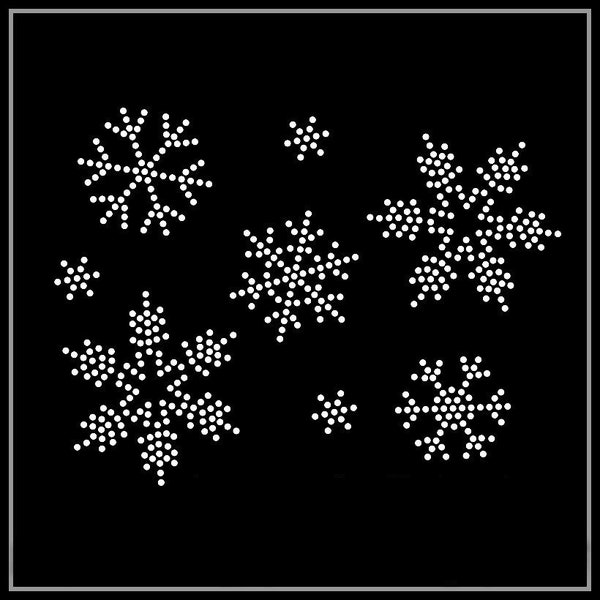 Snowflake Rhinestone Transfer, Iron on hot fix, Rhinestone Transfer Bling Hot Fix Iron on Patch Motif Design Transfer, Z27