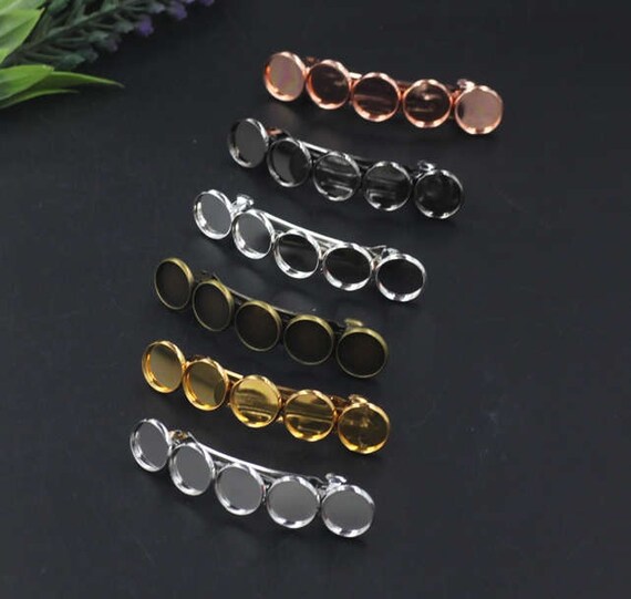 10pcs 12mm Charm Hair Clips Hairpin Blank Base Setting Cabochon Bezel Tray