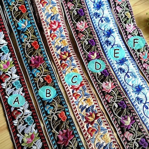 1 Yard Flower Woven Jacquard Ribbon, Trim Pattern Embroidery, Flower Embroider Ribbon by the Yard, Sewing Embroidered Trims Craft, ZZ6