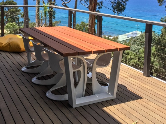 Blackbutt Timber Outdoor Dining Table Featuring Powder Coated Etsy