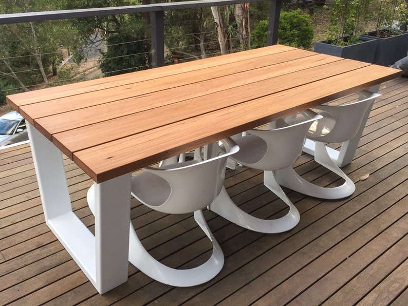Blackbutt Timber Outdoor Dining Table Featuring Powdercoated Etsy