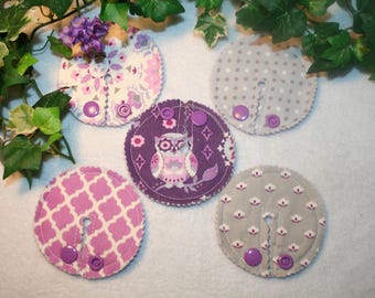 3.25 Inch Pads, G-Tube pads , GJ Tube pads, Feeding tube pads. Purple owls set of 5