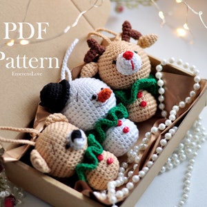 Amigurumi Christmas PATTERN Bundle 3 in 1 - Crochet Pattern of Cute Ornaments, Amigurumi Pattern, Christmas Crochet Pattern