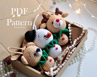 Amigurumi Christmas PATTERN Bundle 3 in 1 - Crochet Pattern of Cute Ornaments, Amigurumi Pattern, Christmas Crochet Pattern