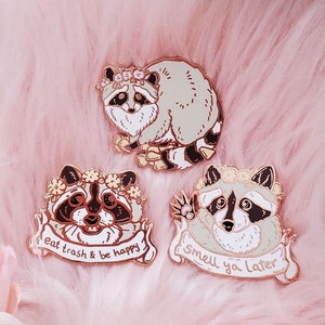 Trash Panda Raccoon Spring Trash Animals Hard Enamel Pin Gold Metal