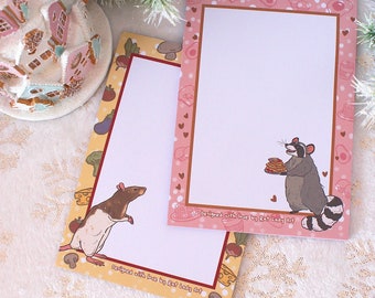 A5 Memo Pads SET Rat and Raccoon Stationery Grocery List