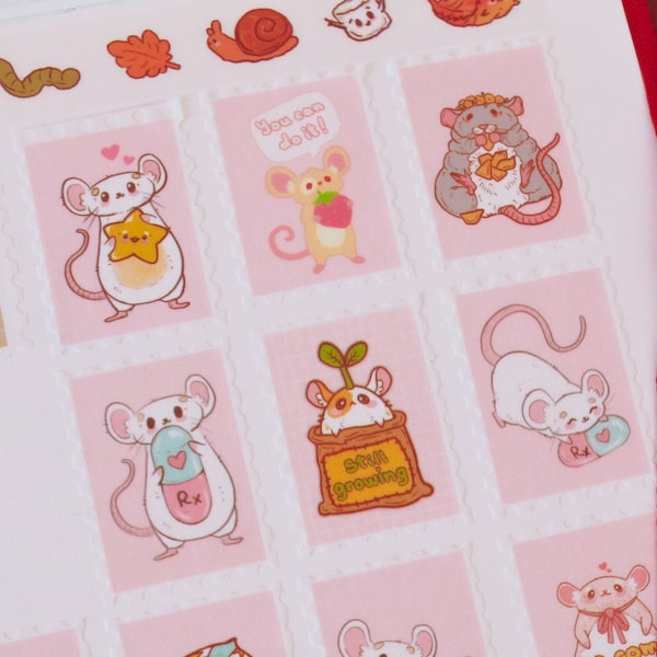 Pink Rats Stamp Washi Tape - Decorative masking tape | Stationery, Scrapbooking, Bullet Journal | Rat Lady Art