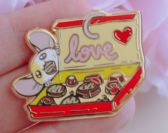 Rat and Chocolate Box Choccy Hard Enamel Pin Valentine's Day Gift