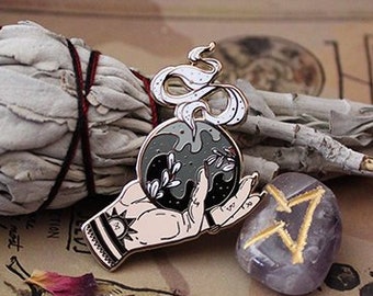 Crystal Ball and Hands Witchy Hard Enamel Pin