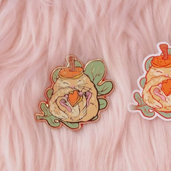 Pumpkin Dormouse Hard Enamel Pin Gold PATREON OCTOBER 2021