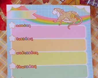 A5 Rats and Rainbows Weekly Planner memopad to do list stationery notepad